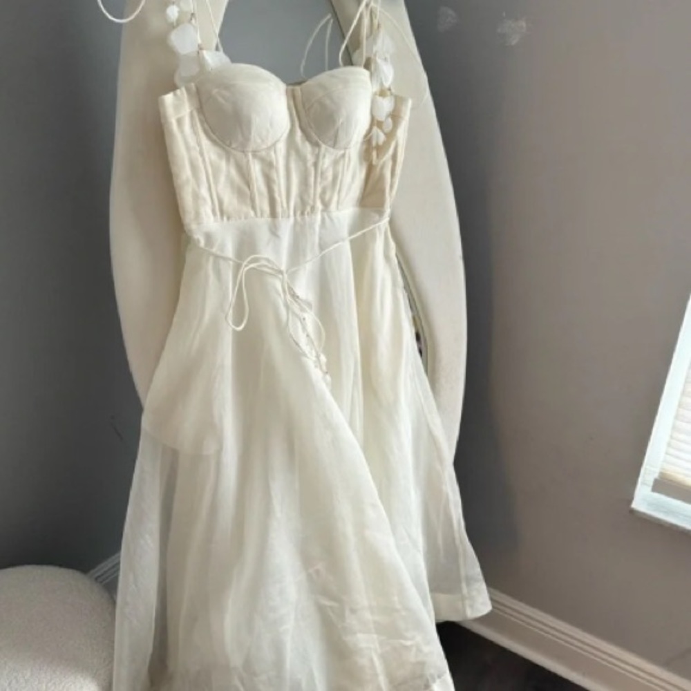 Zimmermann Wonderland Midi Corset Ivory Spaghetti Strap Dress size 2 medium - Picture 3 of 6